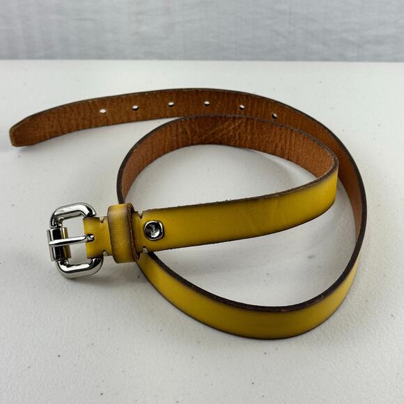 Fossil Genuine Leather Mini Belt Vintage Yellow Tan Women's Size Small - Picture 1 of 5